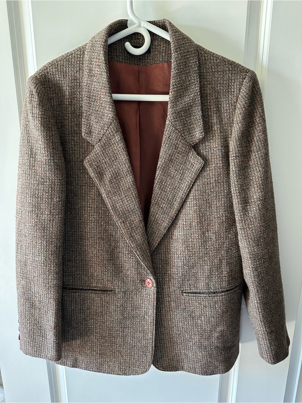 Royce 100% Wool Womens Brown Tweed Blazer Jacket - Classic Tailored Coat